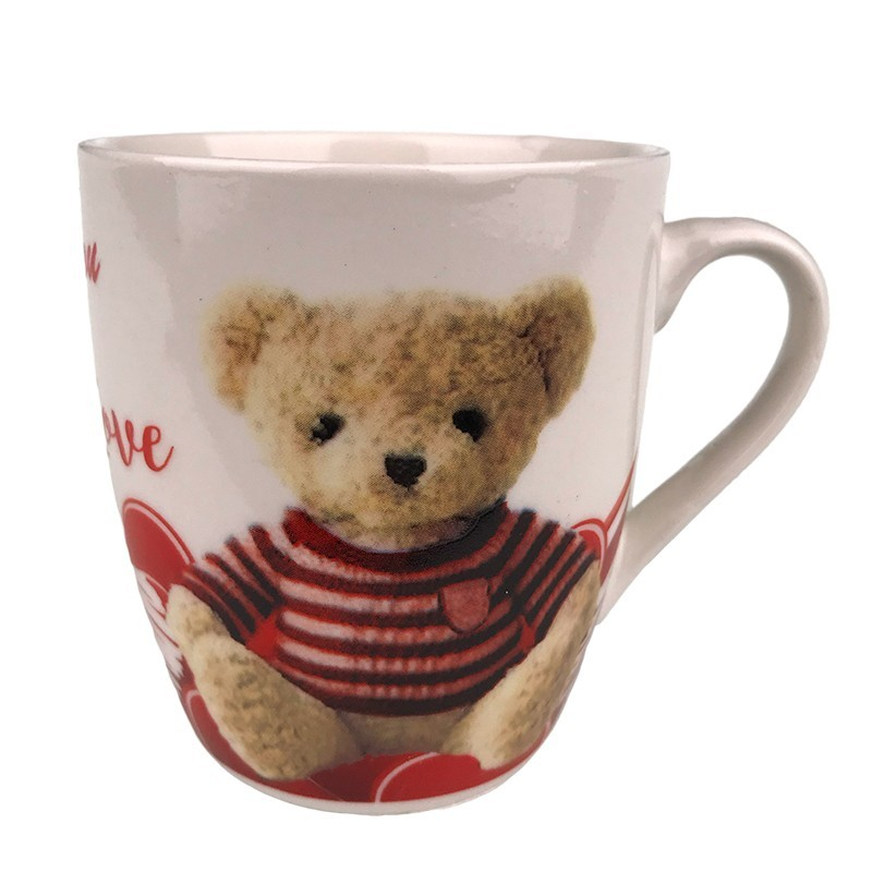 Cana ceramica 7x8 cm Inimi, ursuleti, flori si text "I love you" [9]