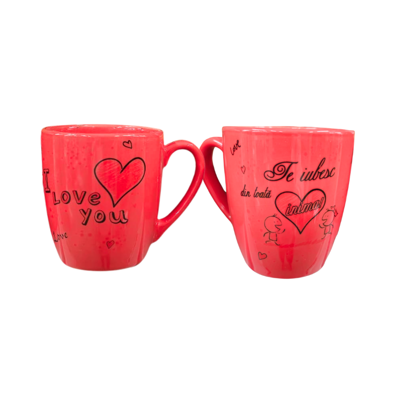 Cana personalizata rosie cu texte de dragoste 9x11 cm [4]