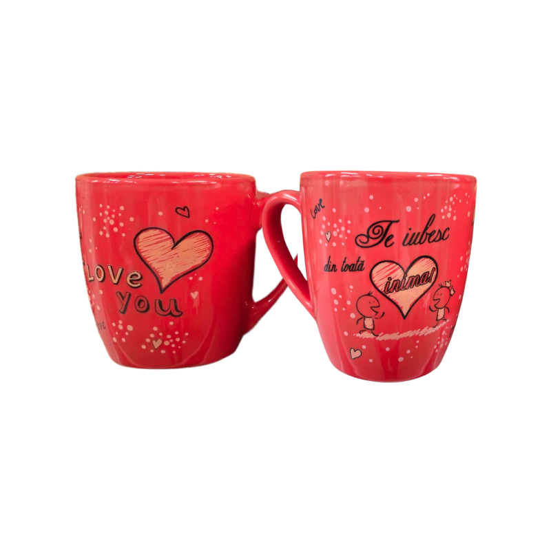 Cana personalizata rosie cu texte de dragoste 9x11 cm [3]