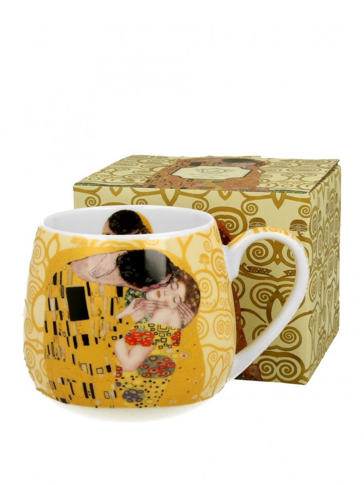 Cana portelan 430 ml The Kiss Ecru de Gustav Klimt in cutie decorativa [1]