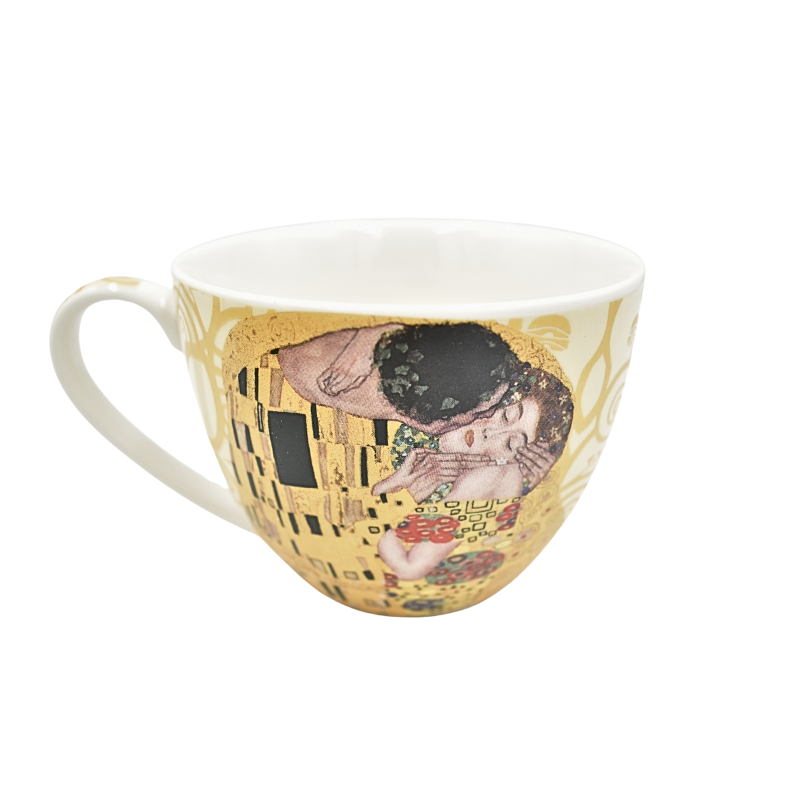 Cana portelan cu farfurie 250 ml The Kiss ecru de G. Klimt [2]