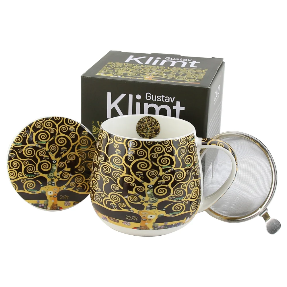 Cana portelan cu infuzor metalic si capac 430 ml, „Tree of Life” de Gustav Klimt [1]