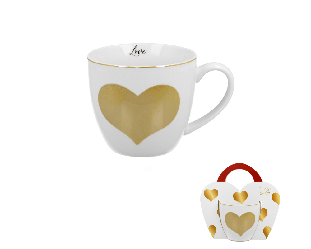 Cana portelan Gold Heart 460 ml in ambalaj decorativ [3]