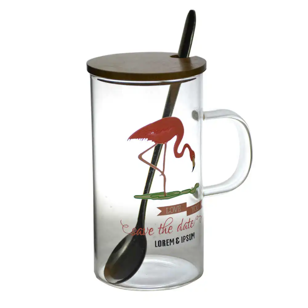 Cana din sticla cu accesorii Design Flamingo 10 x 6 x 12 cm modele diferite [3]