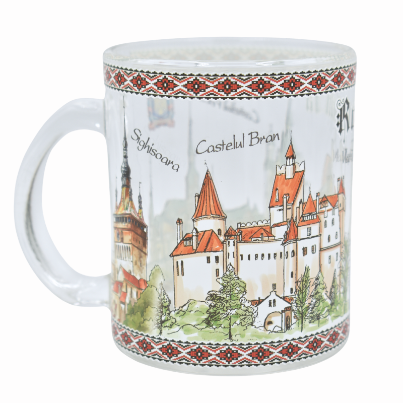 Cana suvenir sticla Romania Vlad Tepes 8 x 9 cm [2]