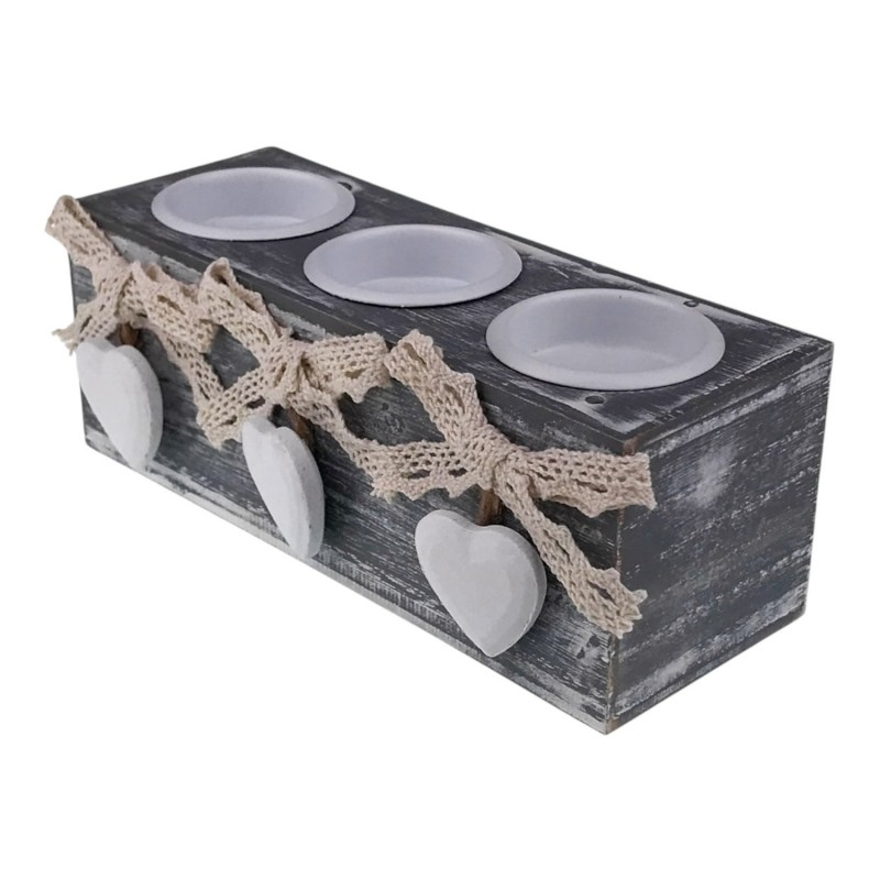 Candela lemn cu pahare sticla 17x7 cm diverse culori [4]