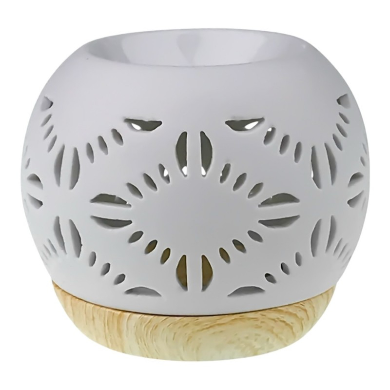 Candela ceramica pe suport lemn 11x10 cm [4]