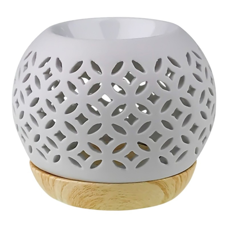 Candela ceramica pe suport lemn 11x10 cm [3]