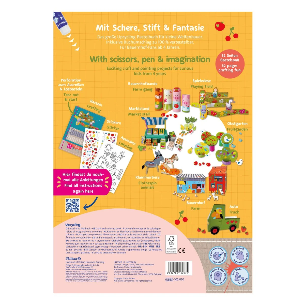 Carte pentru activitati creative cu stickere motiv Farm A4 32 file [2]