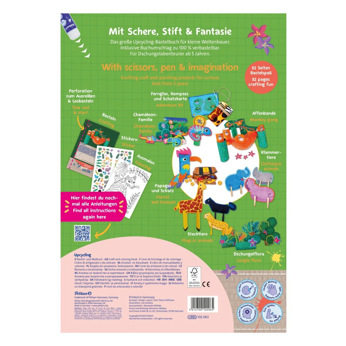 Carte pentru activitati creative cu stickere motiv Jungle A4 32 file [2]
