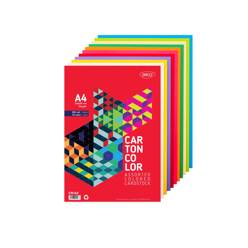 Carton color A4 160 g/mp 250 coli 10 culori DACO
