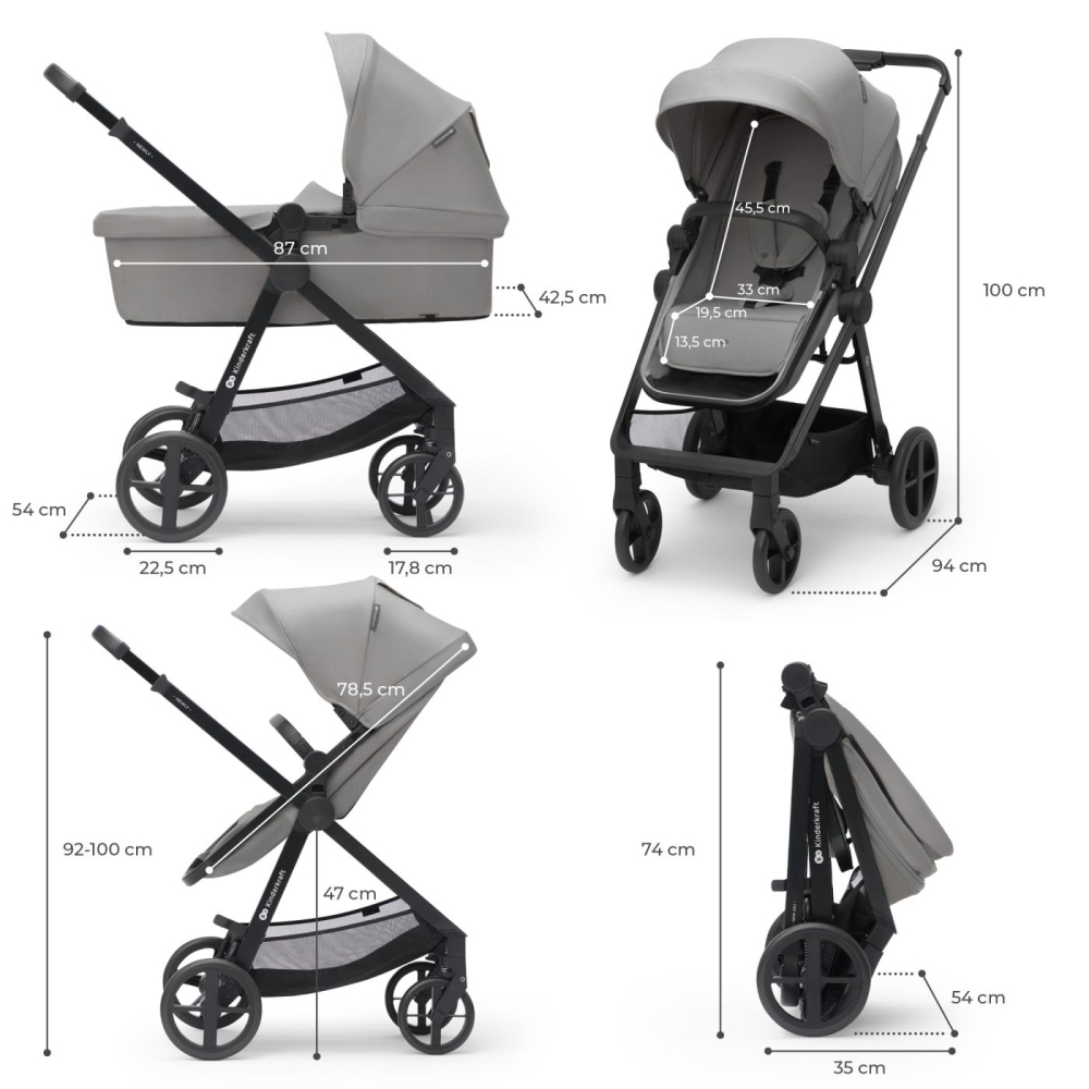 CARUCIOR KINDERKRAFT NEWLY, 3 IN 1, LIGHT GREY [7]