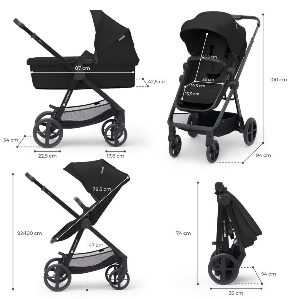 CARUCIOR KINDERKRAFT NEWLY, 4 IN 1, CLASSIC BLACK [8]