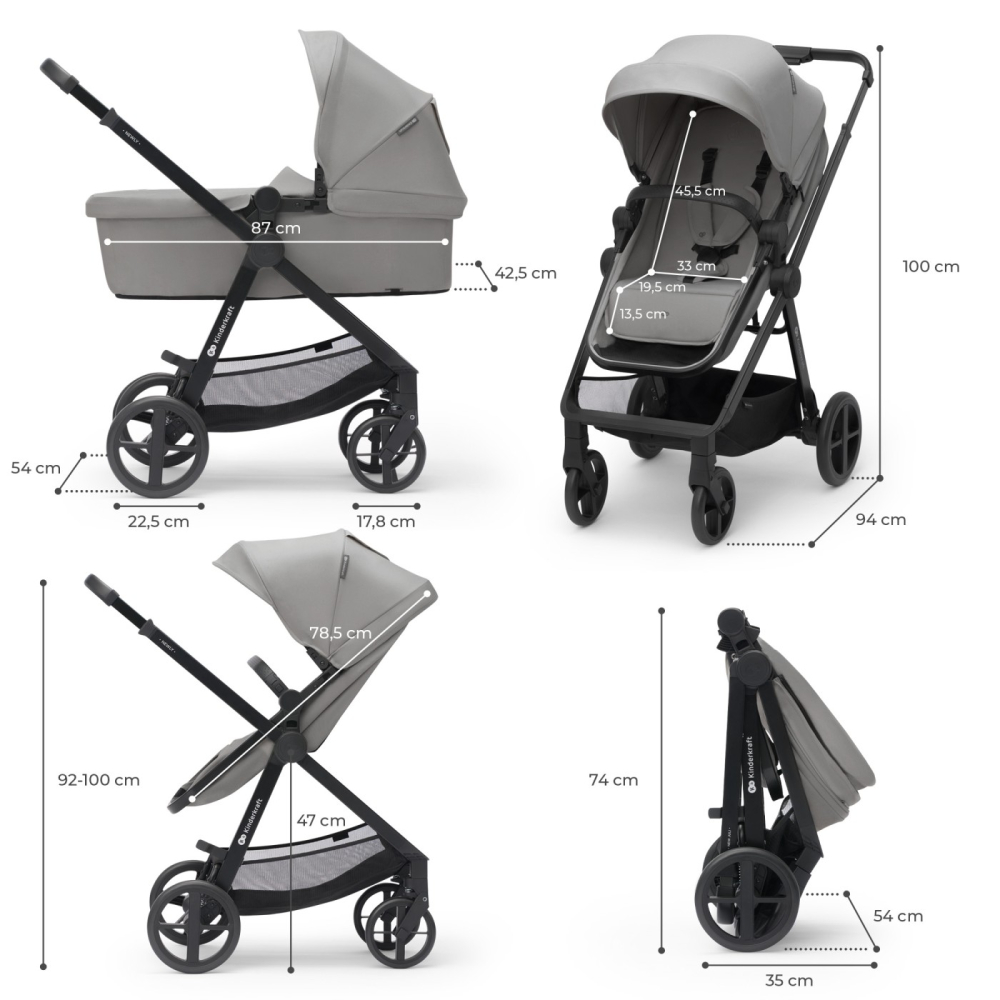 CARUCIOR KINDERKRAFT NEWLY, 4 IN 1, MOONLIGHT GREY [8]