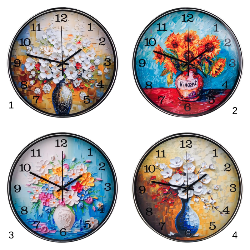 Ceas perete 30 cm cu flori pictate [2]