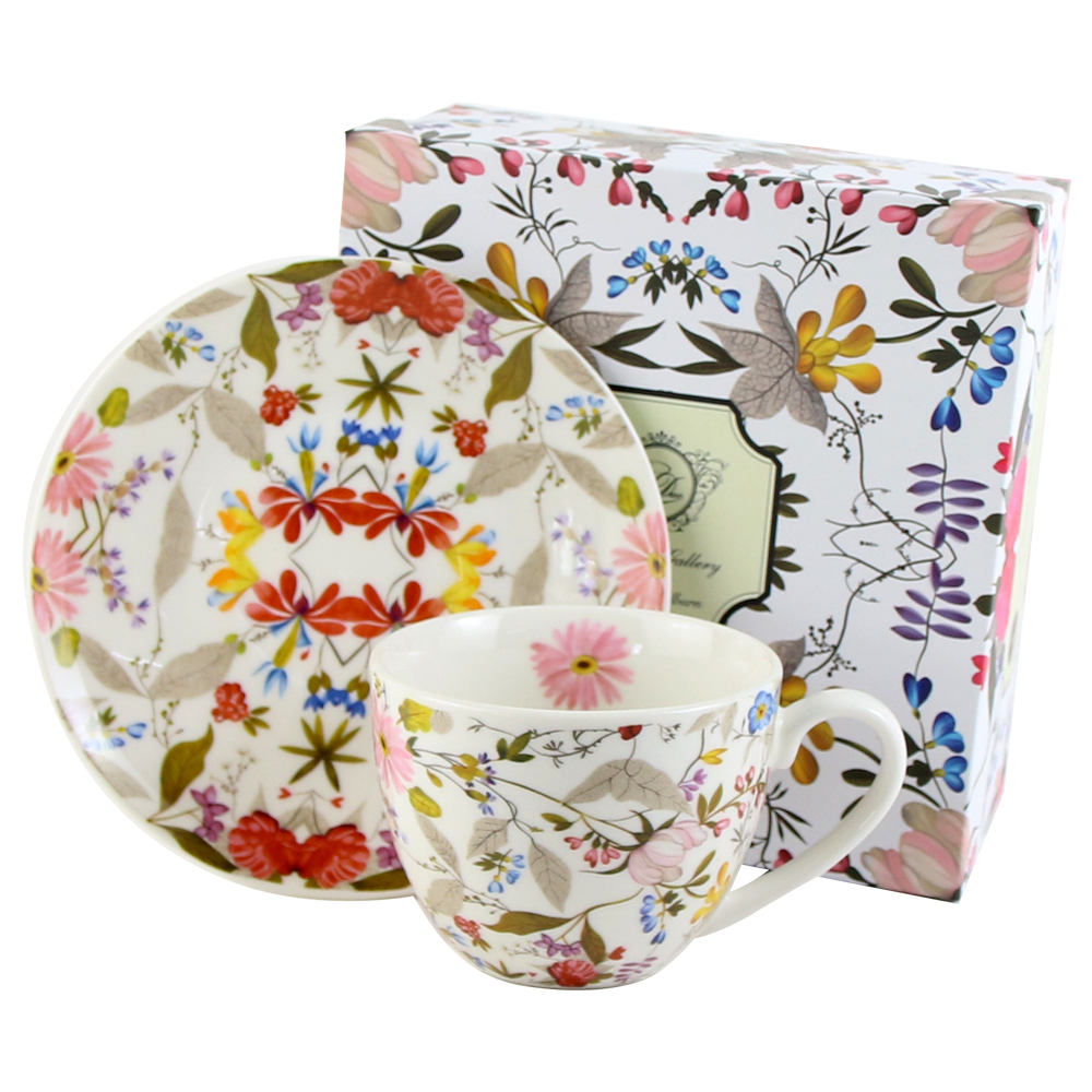 Ceasca cu farfurie din portelan 250 ml White de W. Kilburn in cutie decorativa [1]