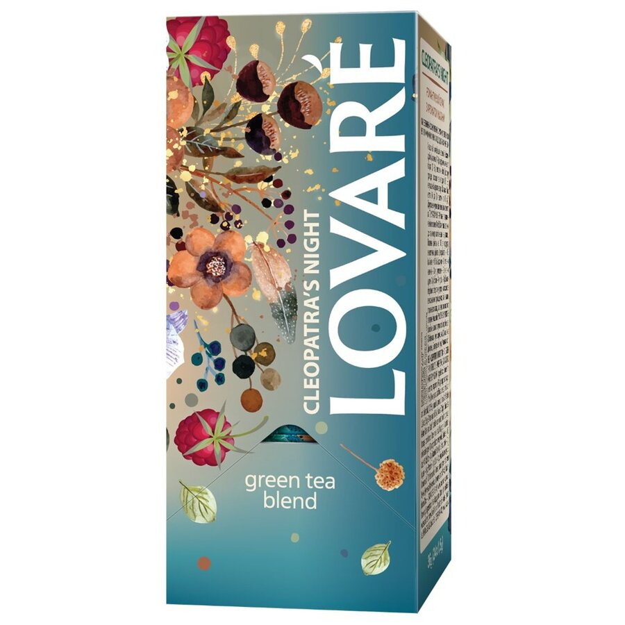 Amestec de ceai verde, petale de flori si fructe, cu aroma de zmeura Cleopatra's Night 24 plicuri x 2 g Lovare [3]