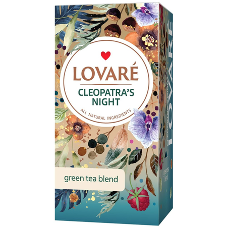 Amestec de ceai verde, petale de flori si fructe, cu aroma de zmeura Cleopatra's Night 24 plicuri x 2 g Lovare [2]