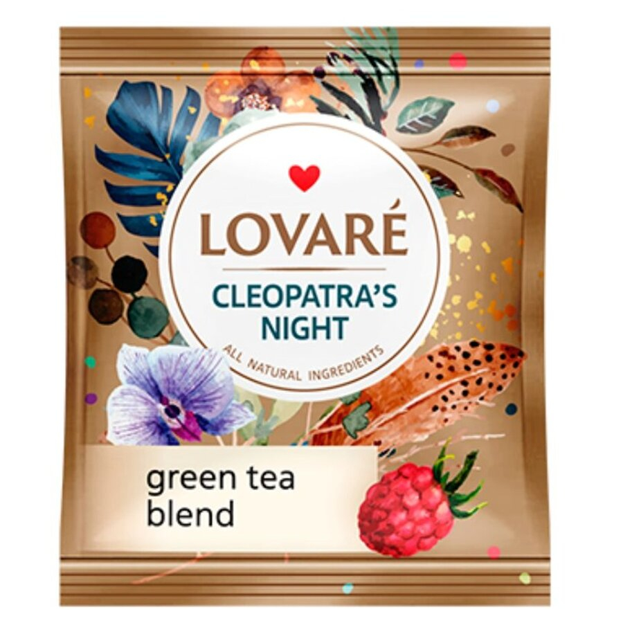 Amestec de ceai verde, petale de flori si fructe, cu aroma de zmeura Cleopatra's Night 24 plicuri x 2 g Lovare [4]