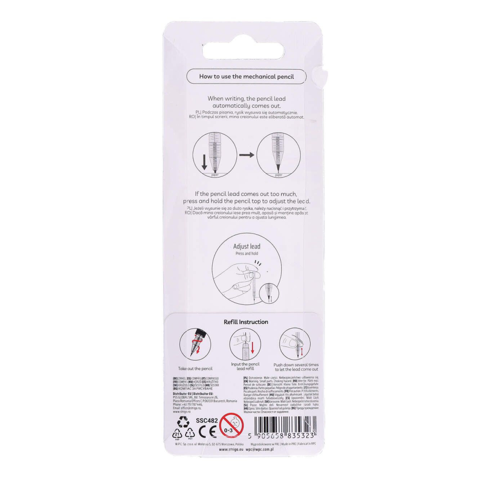 Compas mecanic cu capac roz Strigo [5]