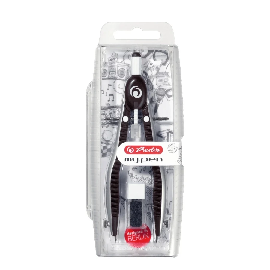Compas my.pen plastic cu rezerve mina diverse culori Herlitz [4]