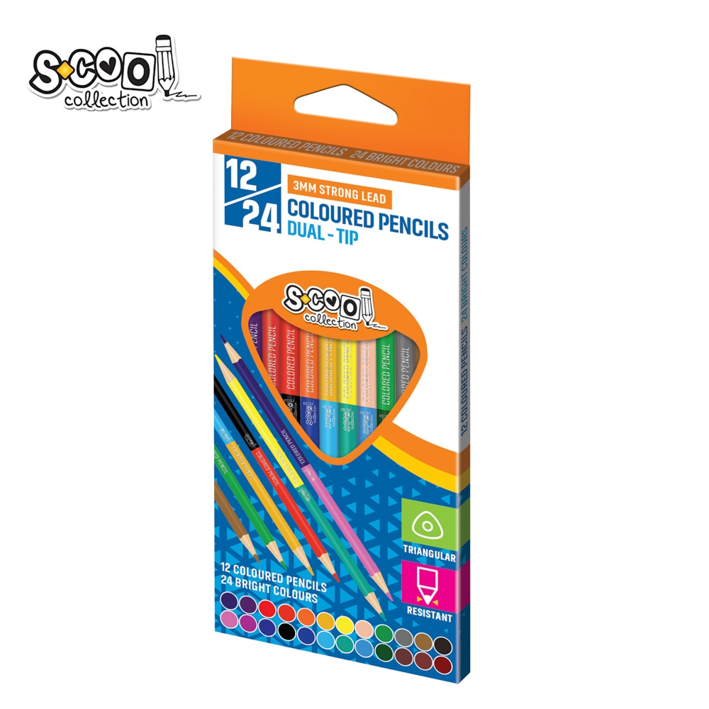 Creioane color cu 2 capete 3 mm 12/set 24 culori S Cool Collection [1]