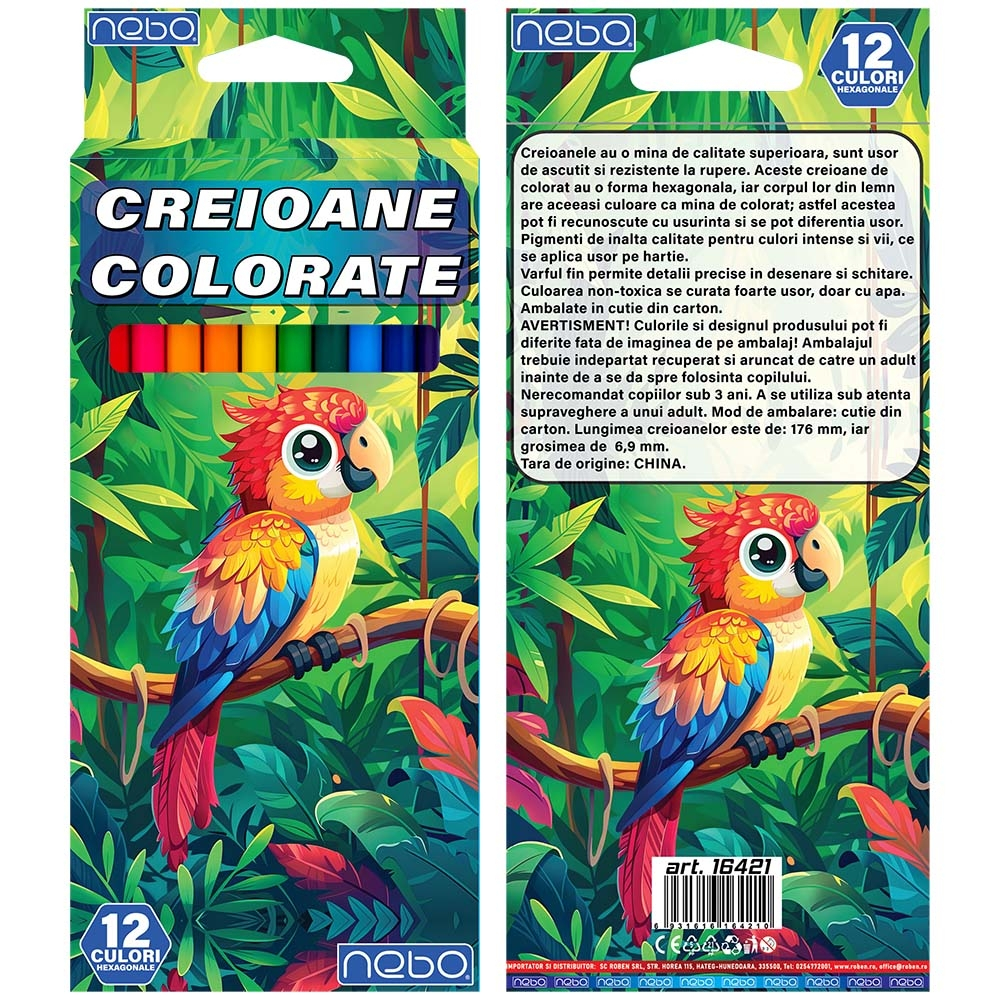 Creioane color hexagonale 12 culori NEBO [1]