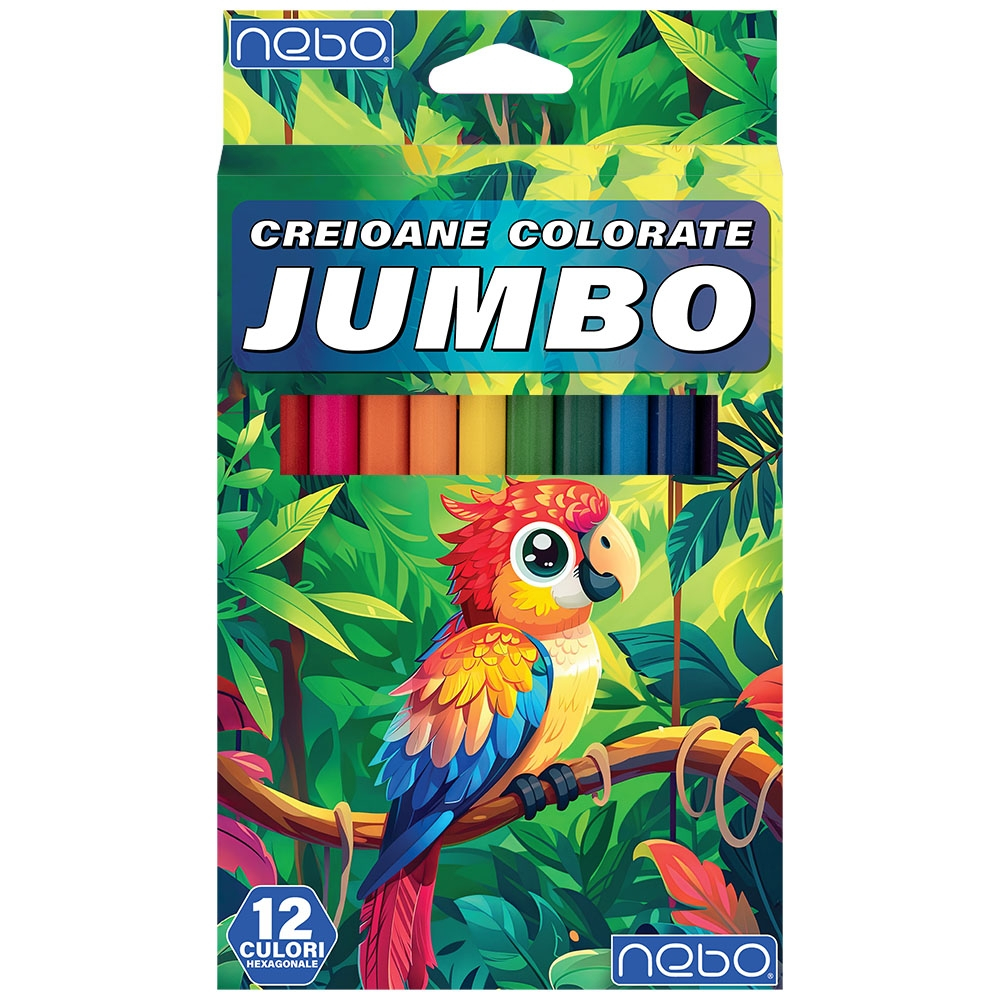 Creioane Color Hexagonale Jumbo 12 Culori Nebo [1]
