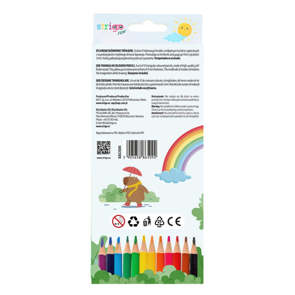 Creioane colorate Strigo 12 culori /set Capybara [3]