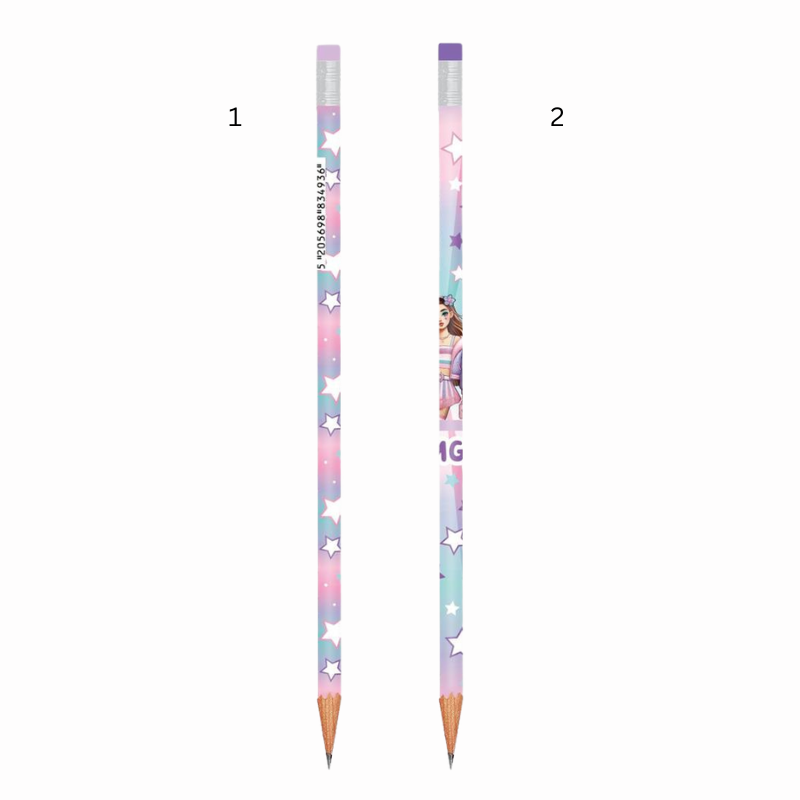 Creion grafit cu radiera Must Team Fashion Girl HB2 diverse modele [2]