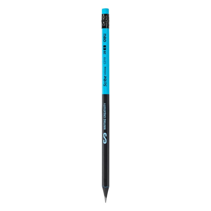 Creion grafit cu radiera 2B lemn negru Deli [5]