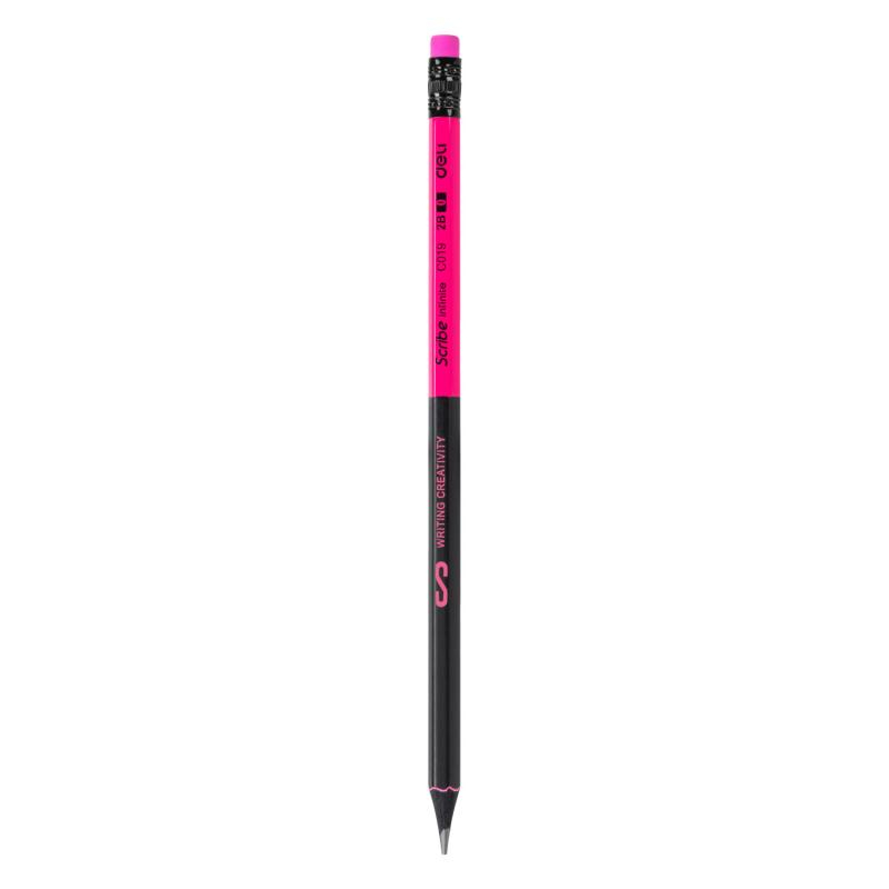 Creion grafit cu radiera 2B lemn negru Deli [4]
