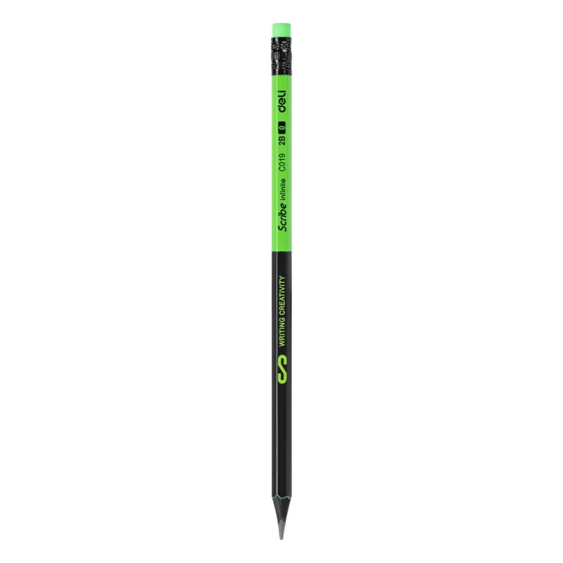 Creion grafit cu radiera 2B lemn negru Deli [3]