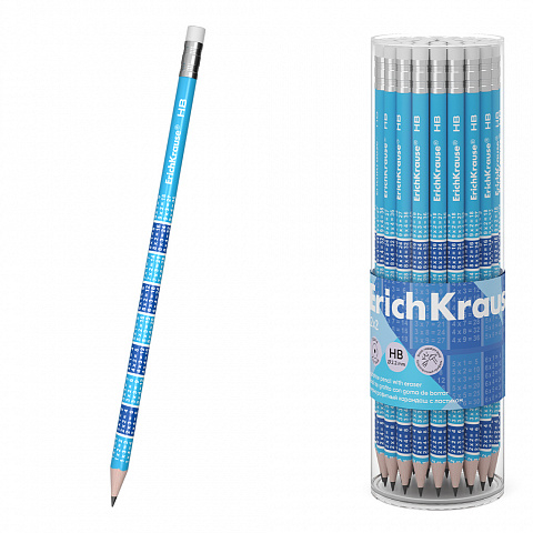 Creion grafit ErichKrause tabla inmultirii 2x2 rotund cu radiera HB [3]
