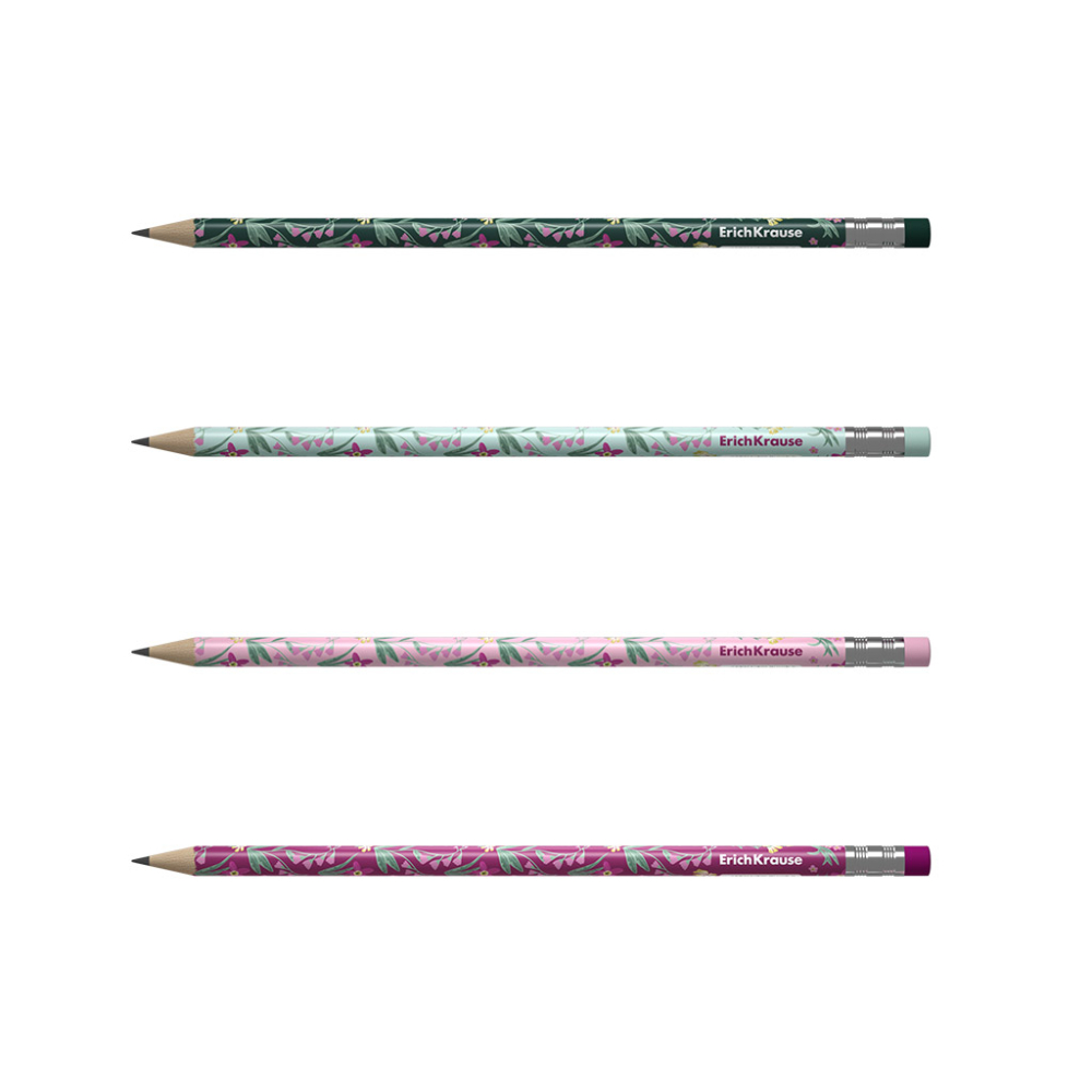 Creion grafit floral corp rotund Erich Krause culori diferite [2]