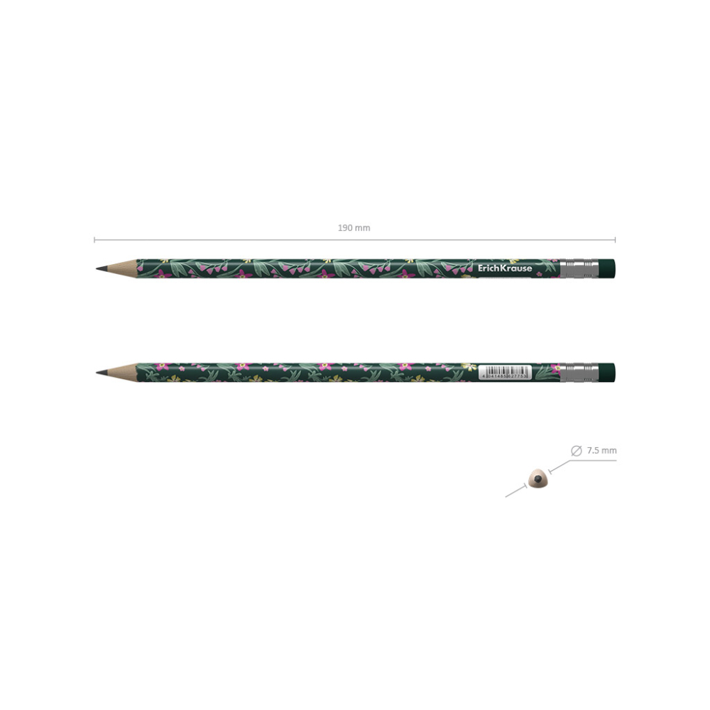 Creion grafit floral corp rotund Erich Krause culori diferite [4]