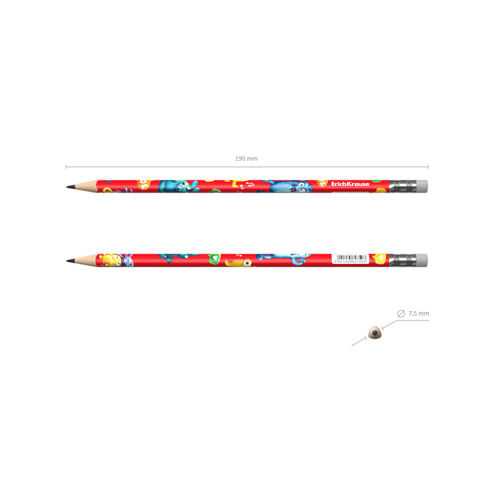 Creion grafit HB cu radiera ErichKrause Jolly Friends [4]