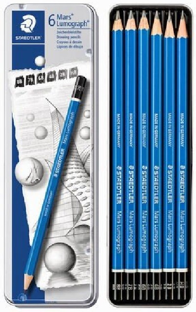 Creion Mars Lumograph 100 6 buc /set cutie metalica Staedtler [2]