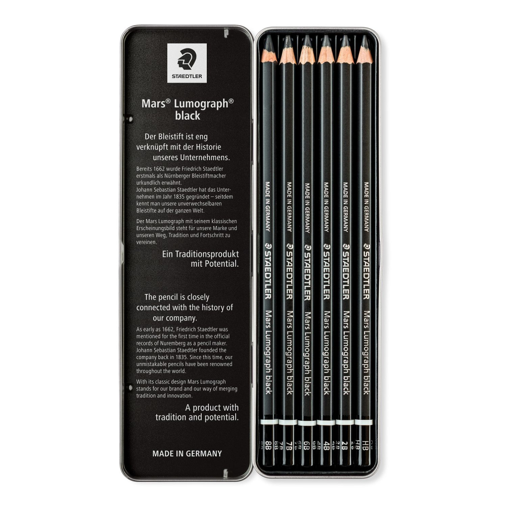 Set 6 creioane Mars Lumograph Black artist100 Staedtler [2]
