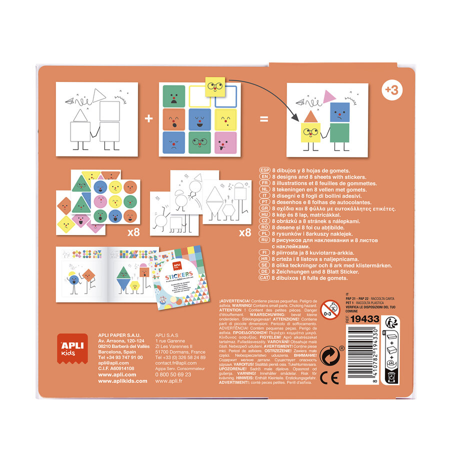 Joc creativ cu stickere Forme Geometrice Emotii 3 ani+ Apli Kids [3]