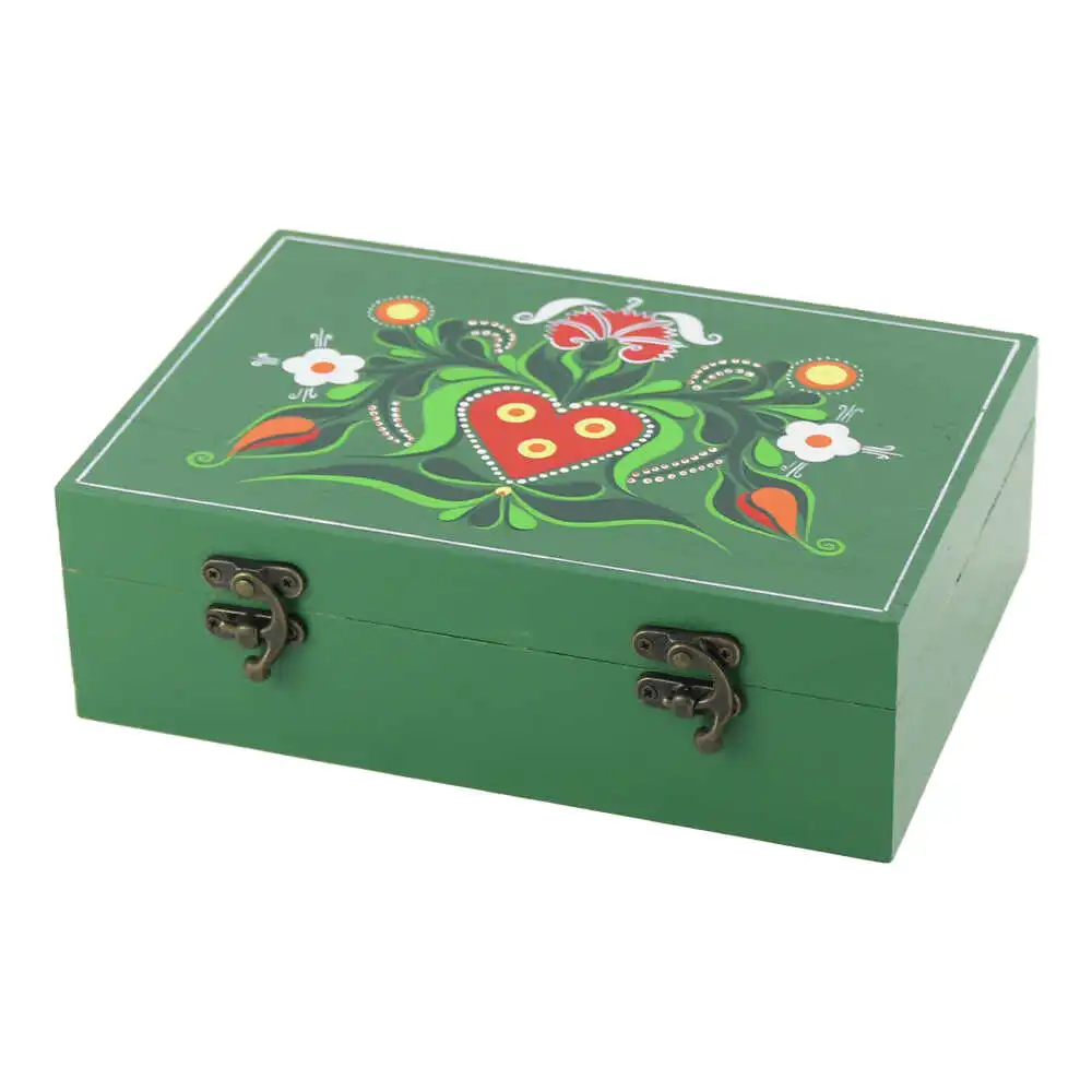 Cutie din lemn pictata manual cu motive florale 22 x 15 x 7 cm [4]