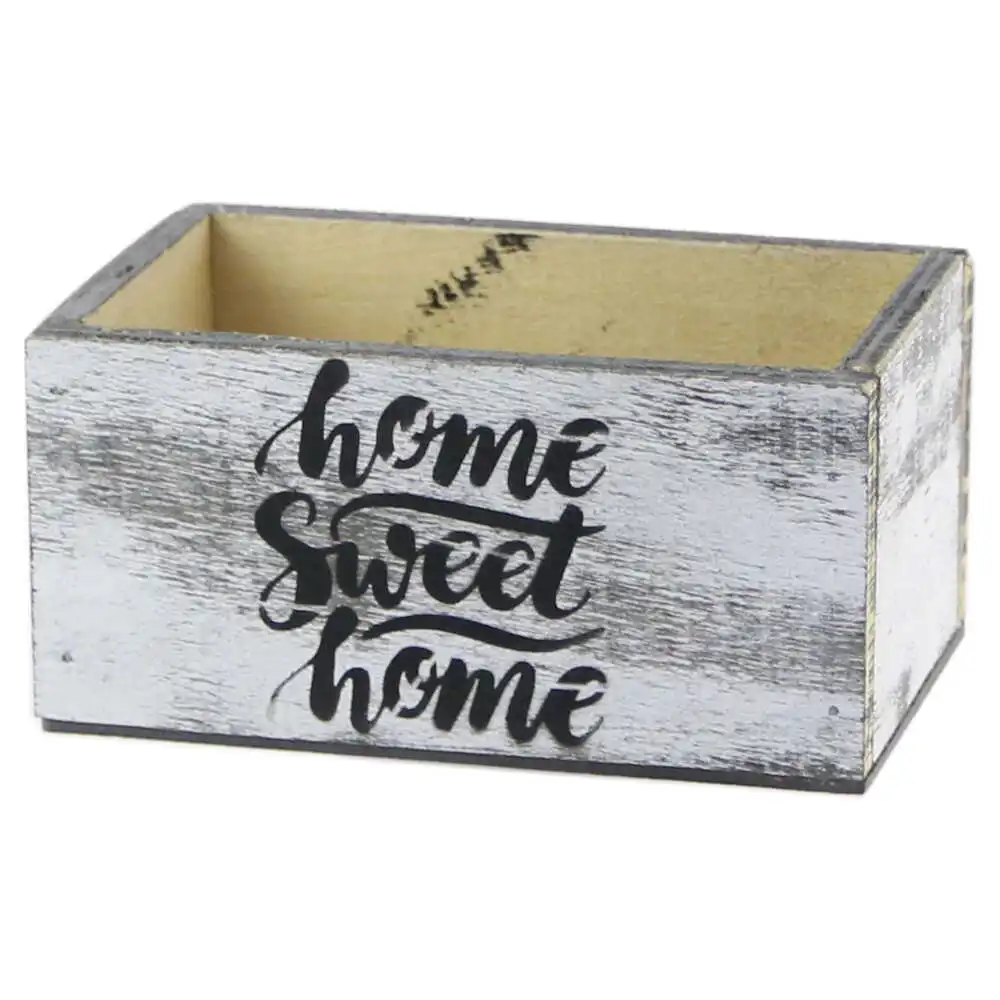 Cutie lemn Home Sweet Home alb antichizat 18 x 11 x 9 cm [2]