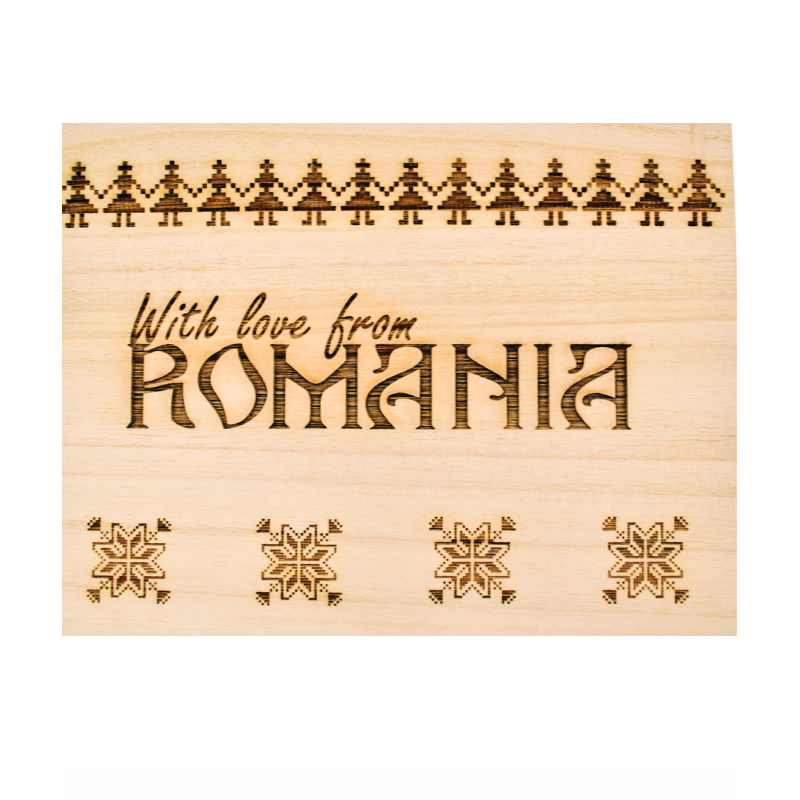 Cutie lemn personalizata gravata 17x23cm Romania traditional [2]