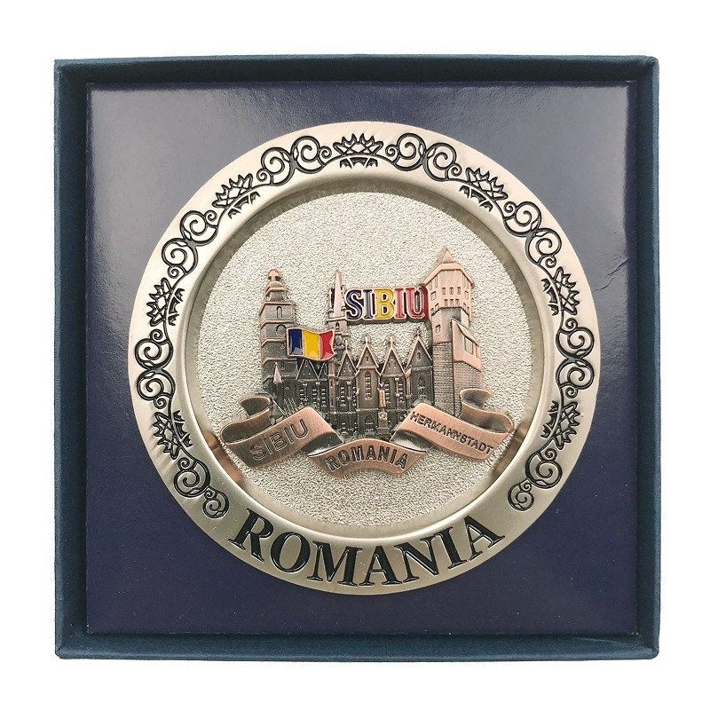 Decoratiune aplica farfurie metalica 8 cm Sibiu [3]