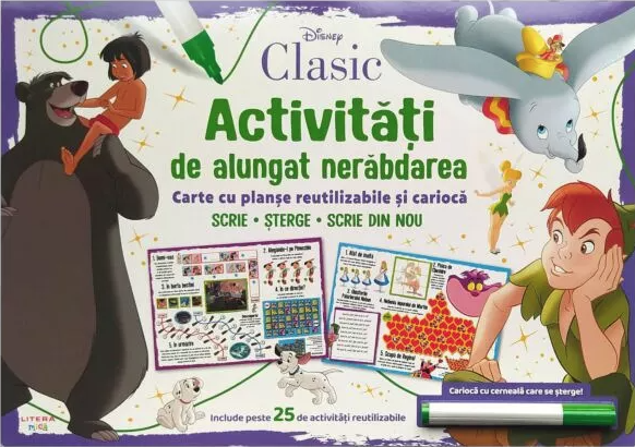 Disney clasic. Activitati de alungat nerabdarea. Carte cu planse reutilizabile si carioca [1]