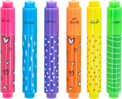 Textmarker M&G mini So many cats parfumat cu aroma de fructe 6 culori neon [2]