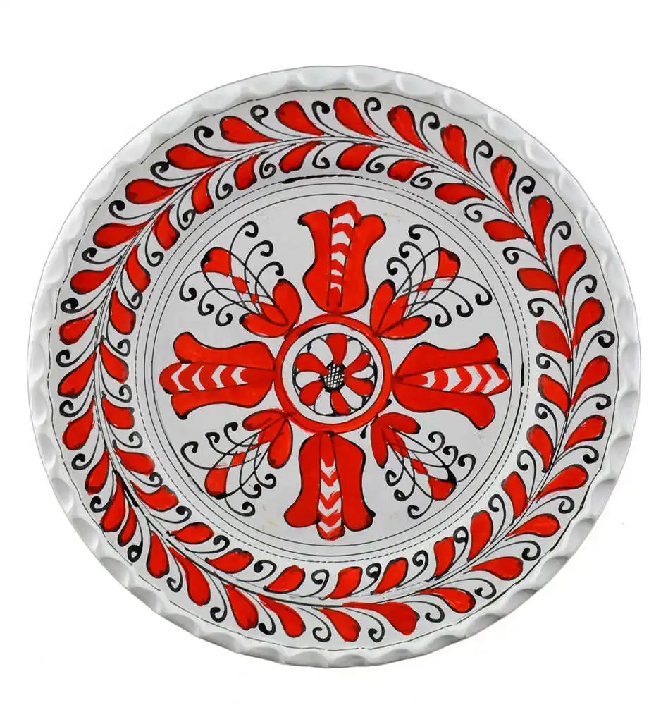 Farfurie pentru decor din ceramica cu margine ondulata 21 x 3 cm modele diferite [5]