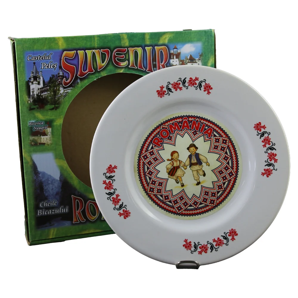 Farfurie decorativa din ceramica Romania 20 cm Copii in port popular [1]