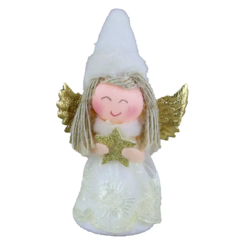 Figurina de Craciun ingeras cu caciula 11 cm argintiu si auriu modele diverse [3]