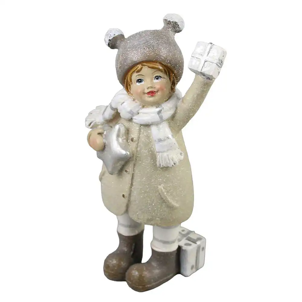 Figurina de Craciun din rasina copilas cu cadouri 13.5 cm modele diverse [4]